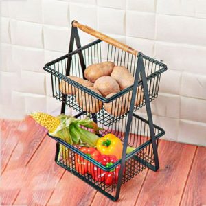 جای سیب زمینی و پیاز 2 طبقه دسته چوبی مربع از پخش عبدی