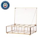 جعبه تی بگ شیشه ای 8 خانه برنجی