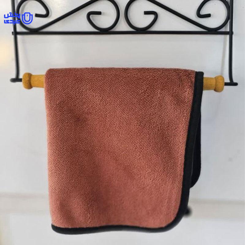 خرید جا حوله ای کابینتی دسته چوبی
