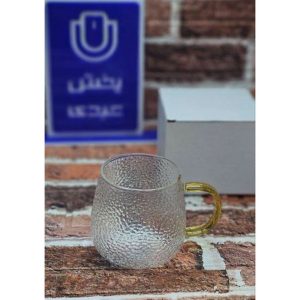 خرید لیوان پیرکس برفی دسته طلایی