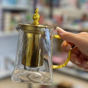 قوری پیرکس 4 گوش 550 میل طلایی کد 342